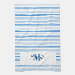 Torchon à vaisselle aquarelle bleue PERSONNALISÉ