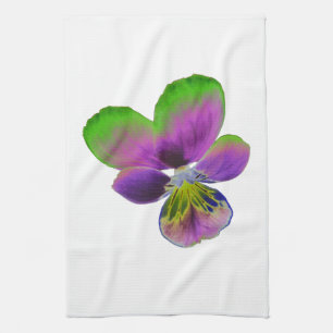 Torchon de cuisine à motif de pensée violet et ver