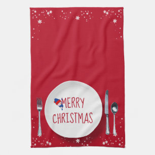 Torchon de cuisine assiette bonhomme de neige Noël