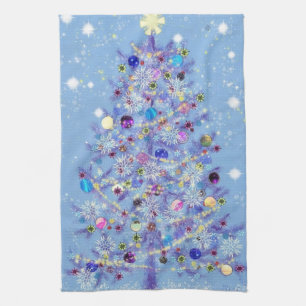 Torchon de cuisine avec arbre de Noël décoré