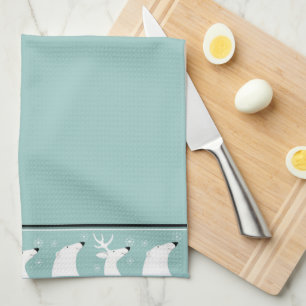 Torchon de cuisine de Noël personnalisé sarcelle