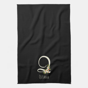 Torchon de cuisine noir monogrammé Cadeau de penda