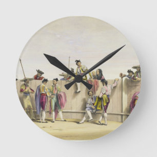 Toreros, die zwischen den Stieren, 1865 sich Runde Wanduhr