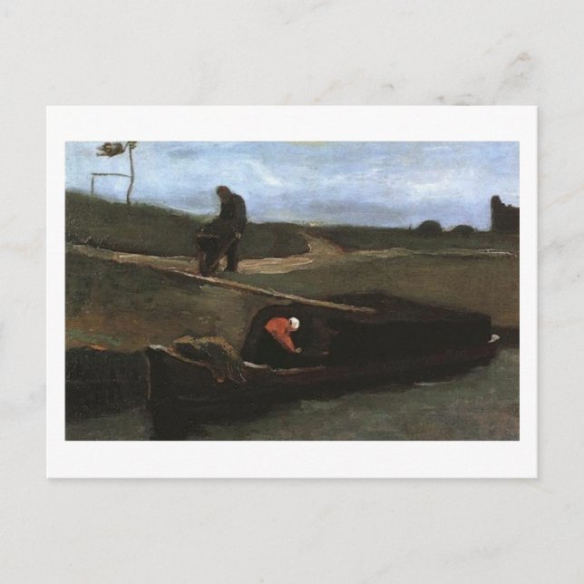 Torfboot mit zwei Figuren, Vincent Van Gogh Postkarte (Vorderseite)
