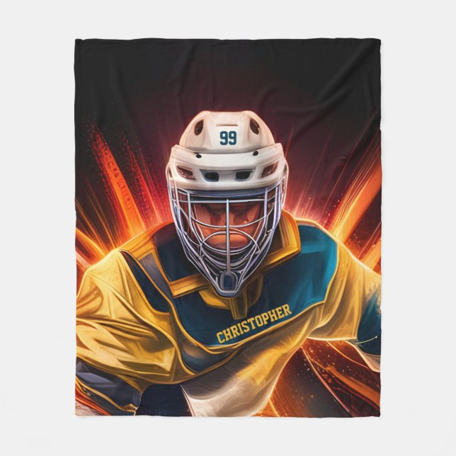 Torhüter Eishockey mit Ihrem Namen Goalie Fleecedecke (Vorderseite)