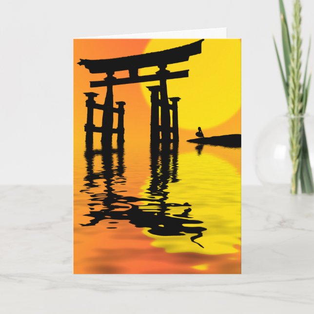 Torii (Gatter) zeichnend Sonnenuntergang Karte (Vorderseite)