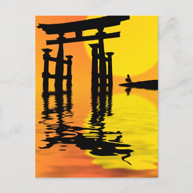Torii (Gatter) zeichnend Sonnenuntergang Postkarte (Vorderseite)