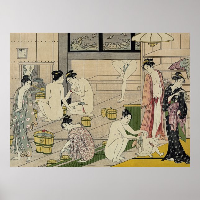 Torii Kiyonaga bathhouse women Poster (Vorne)