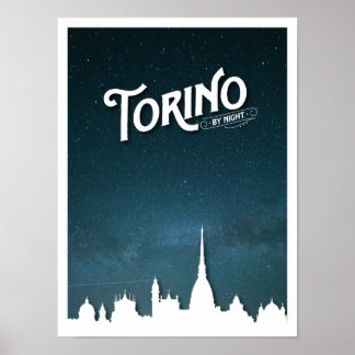 Torino by night skline - Poster
