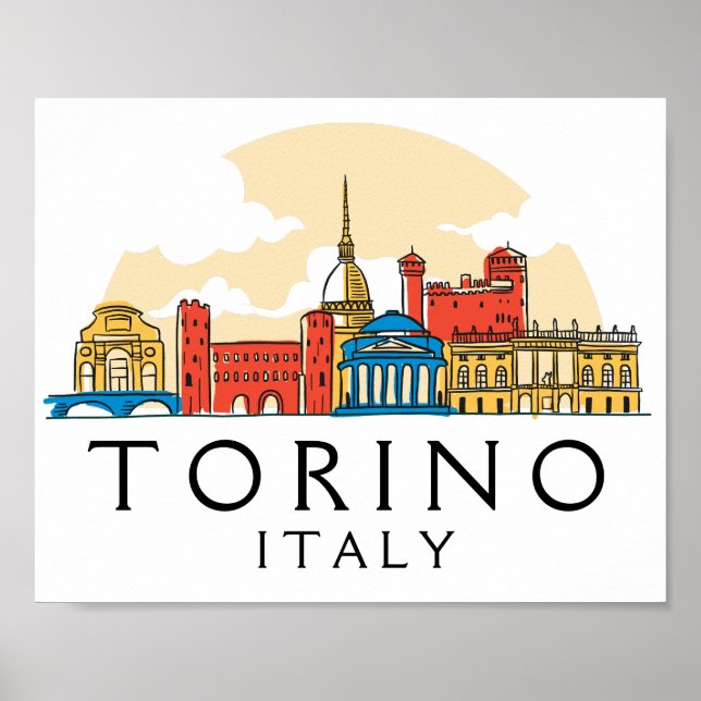 Torino Italien Vintage Stadt Poster (Vorne)