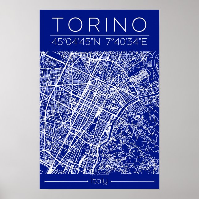 Torino Stadtplanposter – Architektonischer Grundri Poster (Vorne)