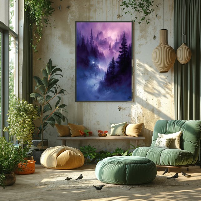 Tormenta en Bosque Encantado Paisaje Surrealista Poster (Von Creator hochgeladen)