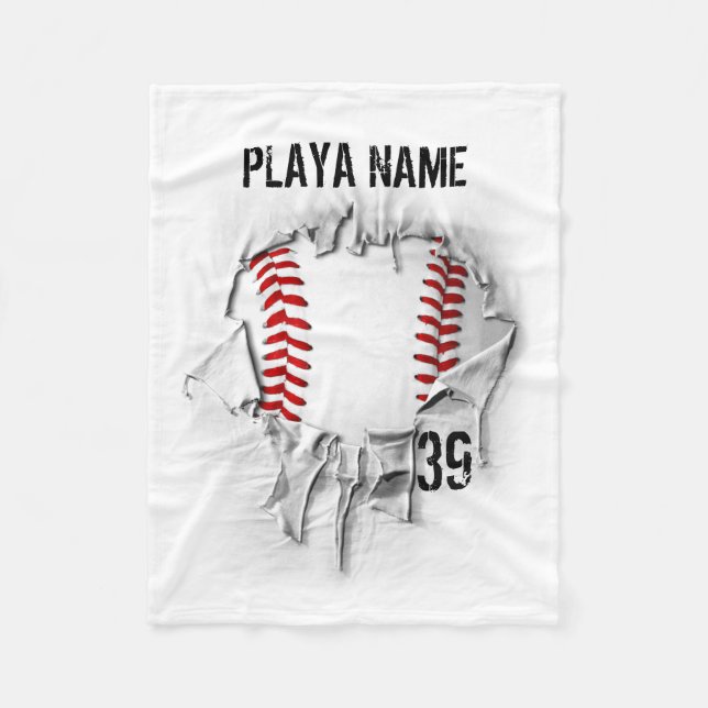 Torn Baseball (personalisiert) Fleecedecke (Vorderseite)