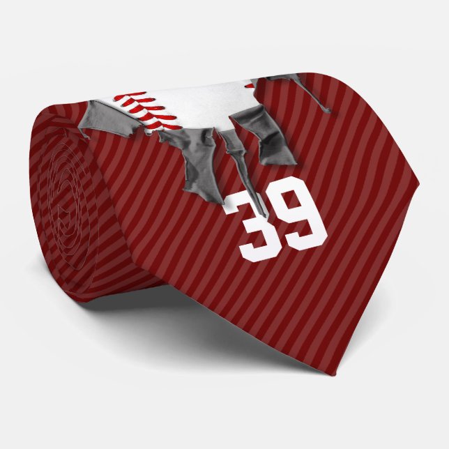 Torn Baseball (personalisierte Krawatte) Krawatte (Gerollt)