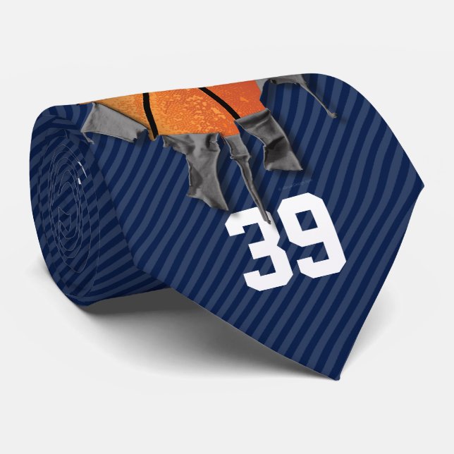 Torn Basketball (dunkel/personalisiert) Krawatte (Gerollt)
