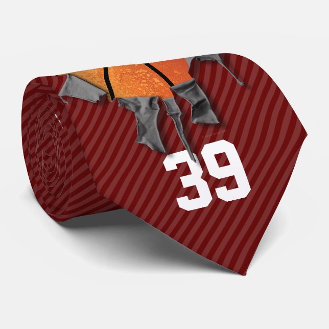 Torn Basketball (dunkel/personalisiert) Krawatte (Gerollt)