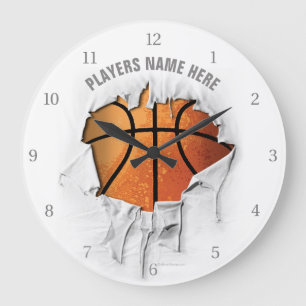 Torn Basketball Large Clock Große Wanduhr