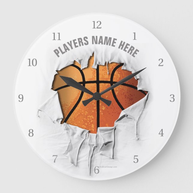 Torn Basketball Large Clock Große Wanduhr (Vorderseite)