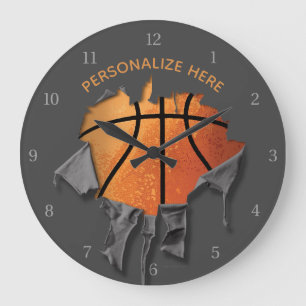 Torn Basketball Large Clock Große Wanduhr