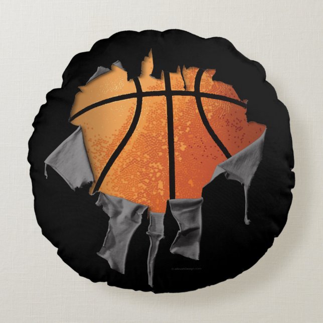 Torn Basketball Rundes Kissen (Vorderseite)