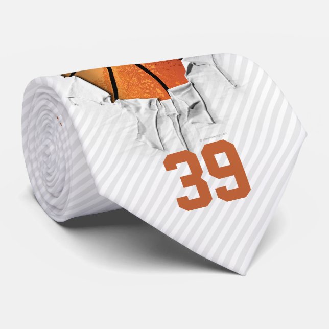 Torn Basketball (weiß/personalisiert) Krawatte (Gerollt)