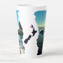 Torn Beach Collage New Zealand Location Button Milchtasse