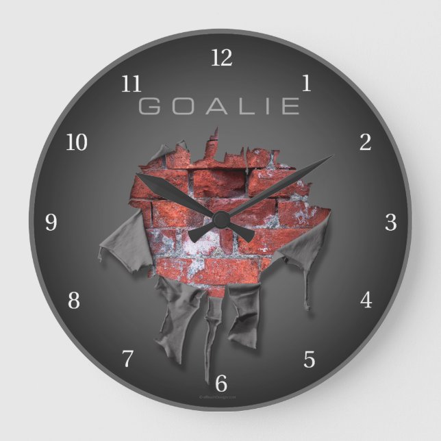 Torn Brick Wall Goalie (Hockey) Grande horloge (Recto)