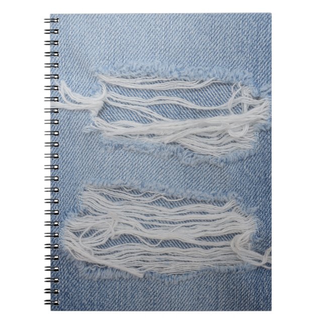 Torn denim: blaue Jeans Textur. Notizblock (Vorderseite)