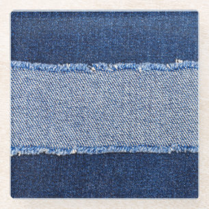 Torn denim: blauer Jeans Stoff. Glasuntersetzer