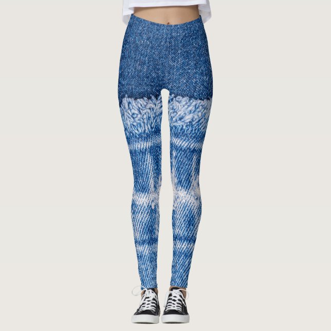 Torn Denim: Doppelblauer Jeans Frame Leggings (Vorderseite)