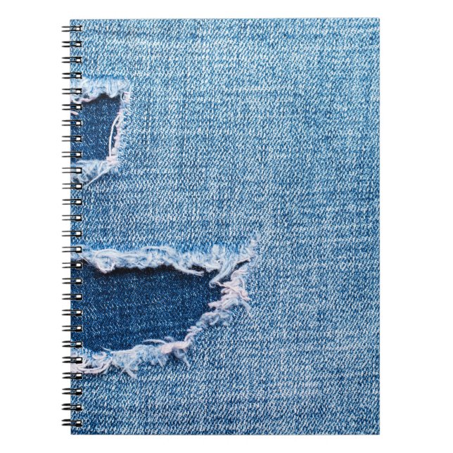 Torn denim Stoff Textur, blaue Farben. Notizblock (Vorderseite)