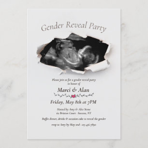 Torn Edges Foto Gender Reveal Party Einladung