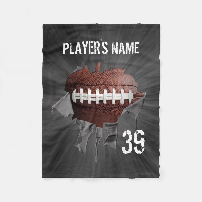 Torn Football Personalisiert Black Fleece Blanket (Vorderseite)