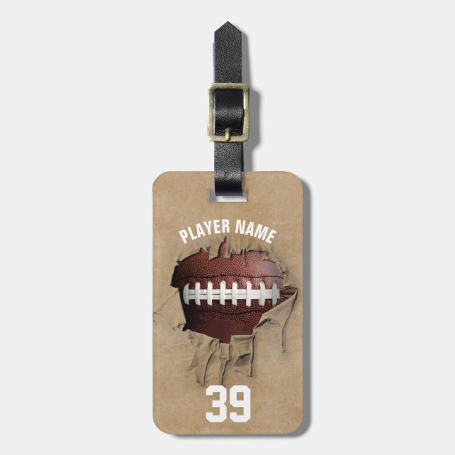 Torn Football (Personalisiert) Gepäckmarke Gepäckanhänger (Vorderseite vertikal)