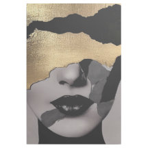 Torn Golden Face Abstract Art Elegant Texture