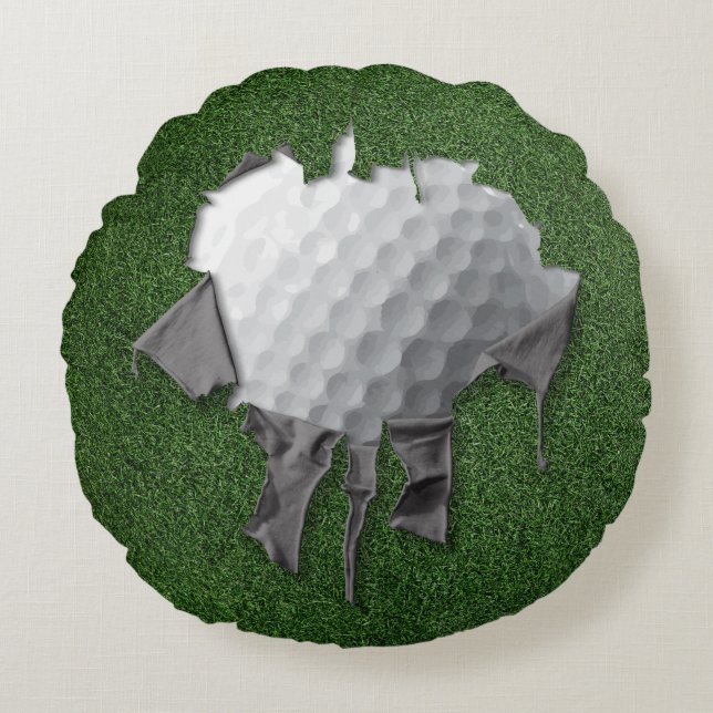 Torn Golf Round Pillow Rundes Kissen (Vorderseite)
