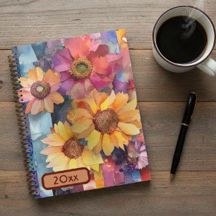Torn Paper Collage Blume 20XX Spiralplaner Planer