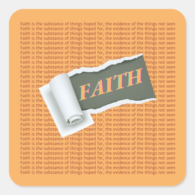 Torn Paper Scripture über FAITH Quadratischer Aufkleber (Vorderseite)