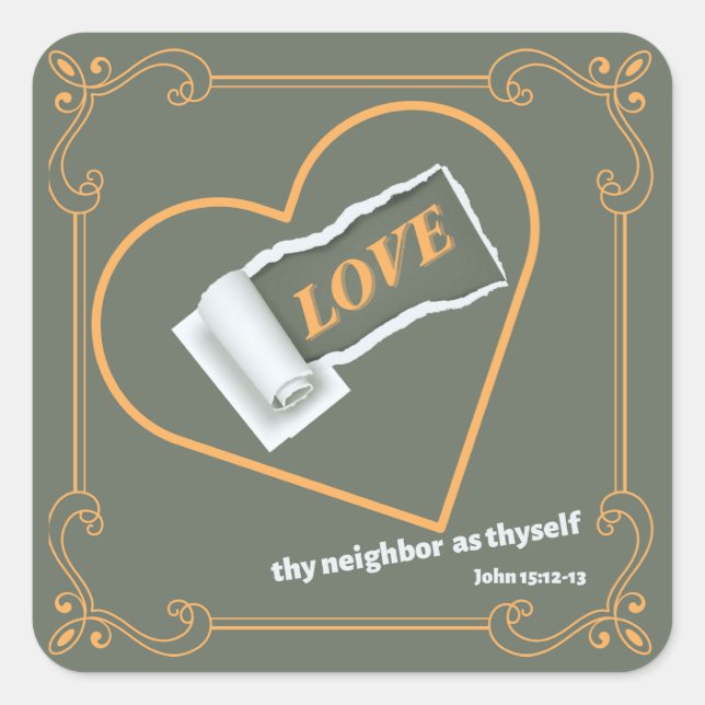 Torn Paper über "LIEBE" Quadratischer Aufkleber (Vorderseite)