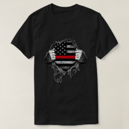 Torn Shirt Thin Red Line Flag USA T-Shirt 