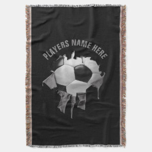 Torn Soccer Dark Throw Blanket Decke