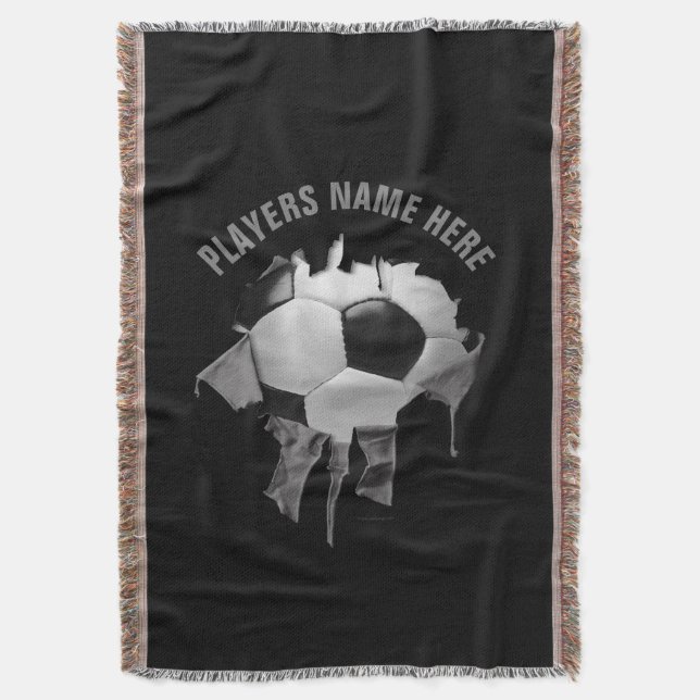 Torn Soccer Dark Throw Blanket Decke (Vorderseite Vertikal)