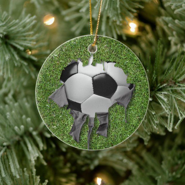Torn Soccer Keramik Ornament (Baum)