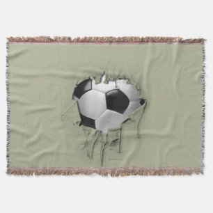 Torn Soccer White Throw Blanket Decke
