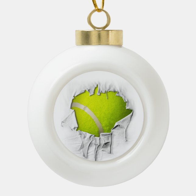 Torn Tennis Keramik Ball Weihnachtsschmuck Keramik Kugel-Ornament (Vorderseite)