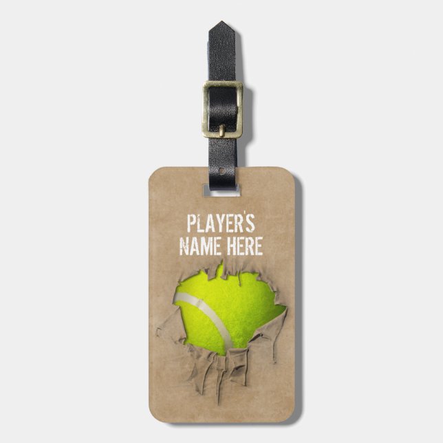 Torn Tennis (Personalisiert) Gepäckanhänger (Vorderseite vertikal)