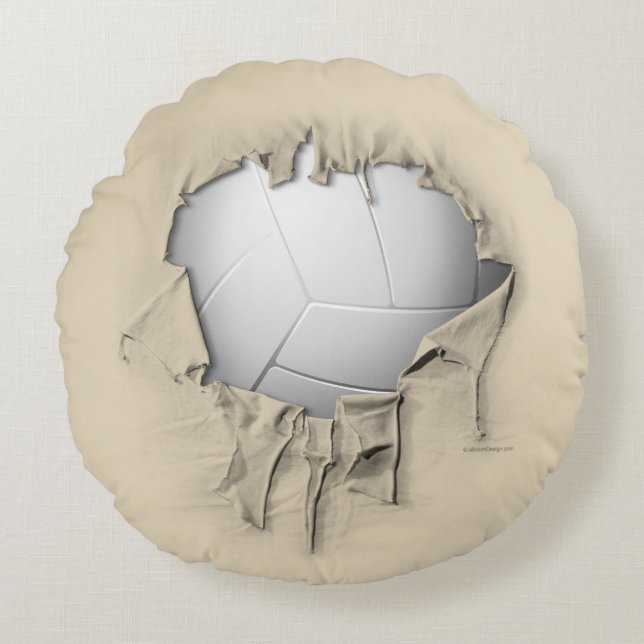 Torn Volleyball Rund weißes Kissen (Vorderseite)