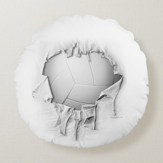 Torn Volleyball Rund weißes Kissen (Vorderseite)