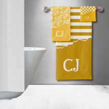 Torn Yellow Stripes Floral Polka Dot Initialen