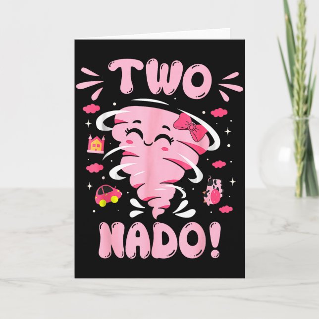 Tornado 2 Year Old Girl Birthday Two Nado 2nd Bday Karte (Vorderseite)